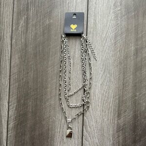 Tri Layered Silver Chain Necklace